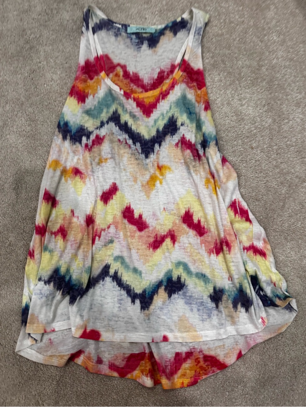 Karlie Multicolor Chevron High-Low Tank - White Base, size L